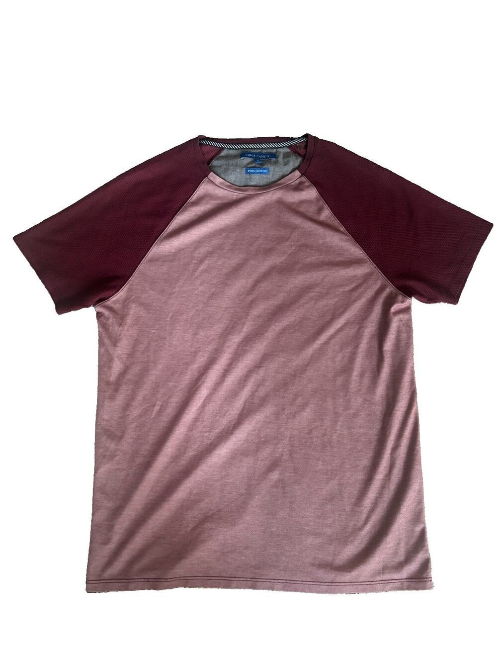 Vince Camuto Mens Mesh Sleeve Raglan-Style T-Shirt in Port Size Medium Mauve